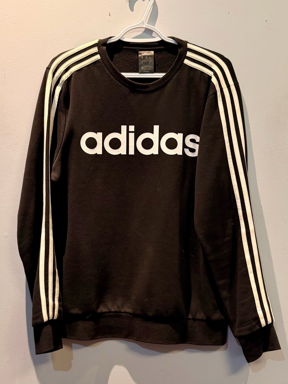 adidas Black Crewneck Sweatshirt with White Stripes